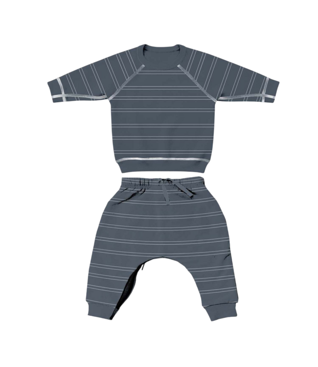 Stripe Fleece Baby Sweatsuit | Gunamuna