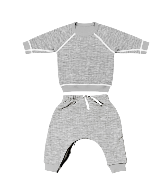 Heather Grey Fleece Baby Sweatsuit | Gunamuna