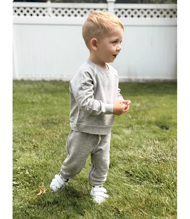 Heather Grey Fleece Baby Sweatsuit | Gunamuna
