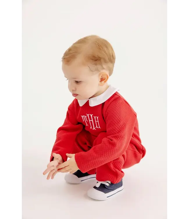 Potter's Playsuit - Quilted Richmond Red with Worth Avenue White