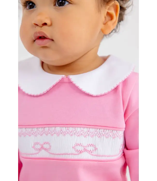 Risby Romper - Hamptons Hot Pink with Worth Avenue White and Bow Smocking