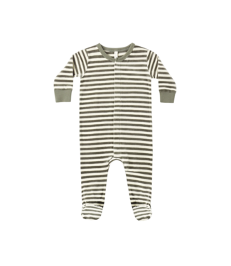 Quincy Mae Spruce Stripe Snap Footie