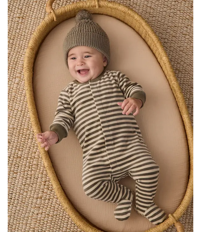 Hidden Snap Footie Spruce Stripe