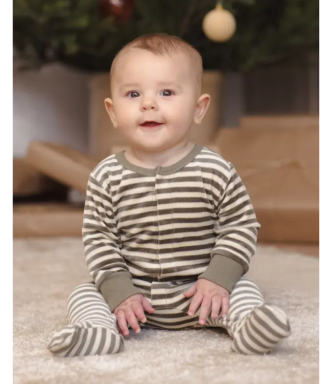 Hidden Snap Footie Spruce Stripe