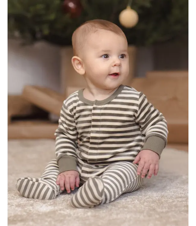 Hidden Snap Footie Spruce Stripe