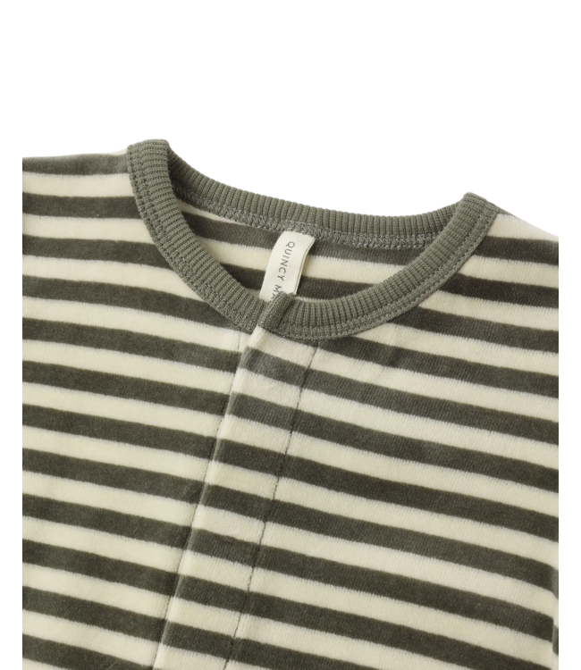 Hidden Snap Footie Spruce Stripe