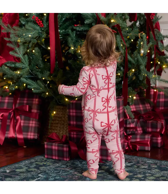 Baby Bamboo Romper - Pink Present Bow