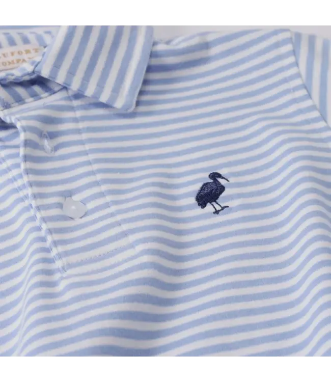 Long Sleeve Prim & Proper Polo - Park City Periwinkle with Nantucket Navy