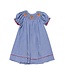 Royal Blue Micro Check Reindeer Face Bishop Dress