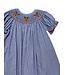 Royal Blue Micro Check Reindeer Face Bishop Dress