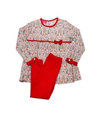Claire & Charlie Reindeer Christmas Print L/S Tunic Set