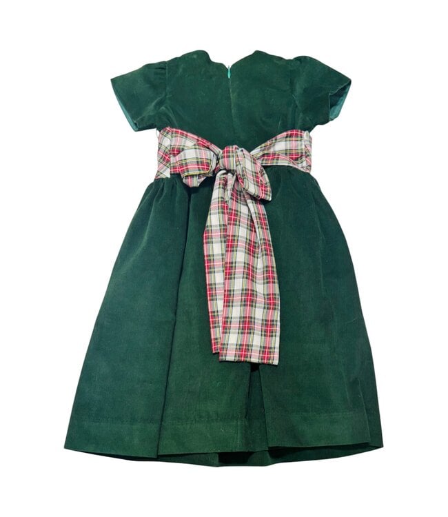 Green Corduroy Dress with Plaid