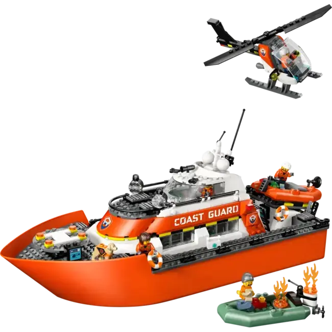 LEGO® City - Le bateau de sauvetage et l’hélicoptère de la garde côtière - 60504