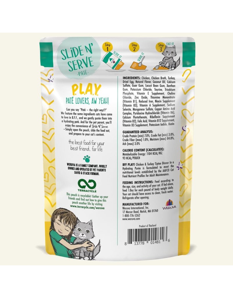 Weruva Weruva BFF PLAY Chicken Based Pate Pouch | TipToe Chicken & Turkey 3 oz CASE