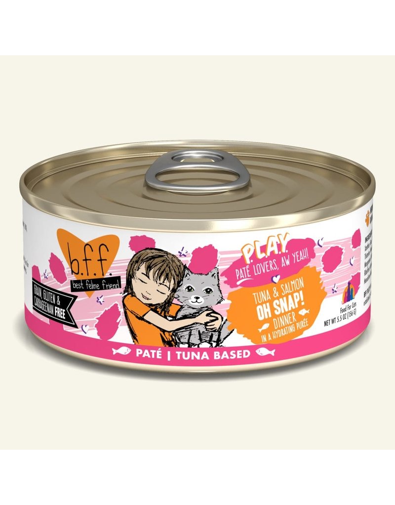 Weruva Best Feline Friend PLAY Land & Sea Pate | Tuna & Salmon Oh Snap! Dinner in Puree 5.5 oz single