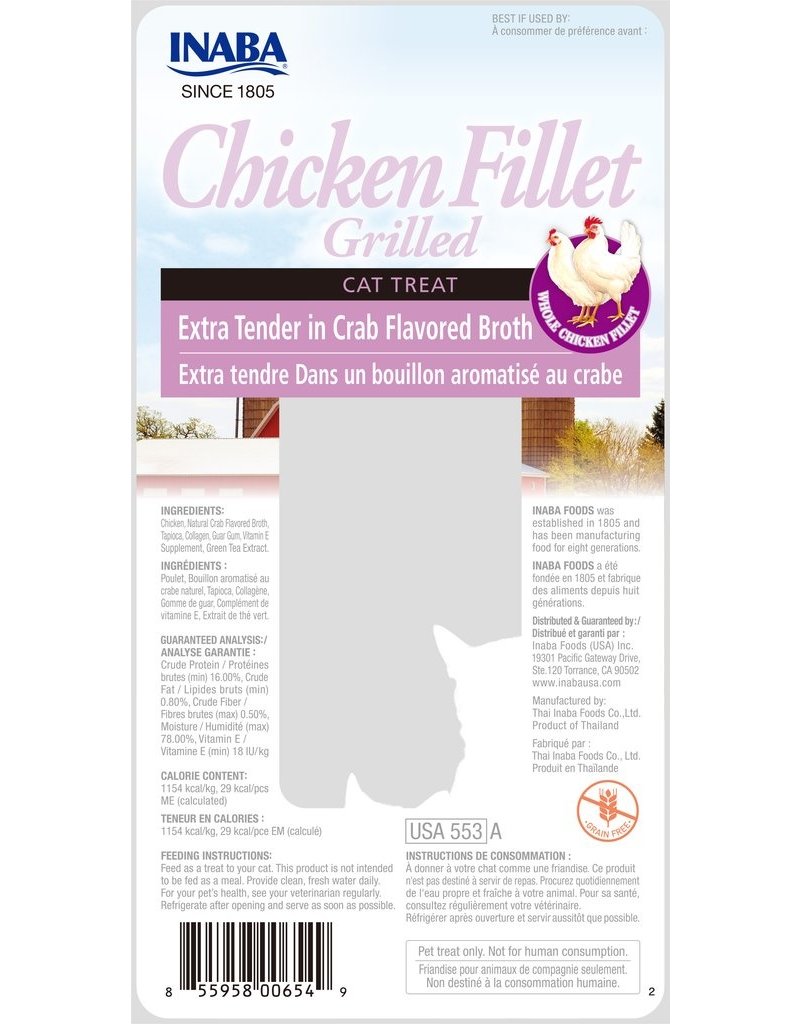 Inaba Inaba Fillets Cat Treats Extra Tender Chicken in Crab Broth 0.9 oz single