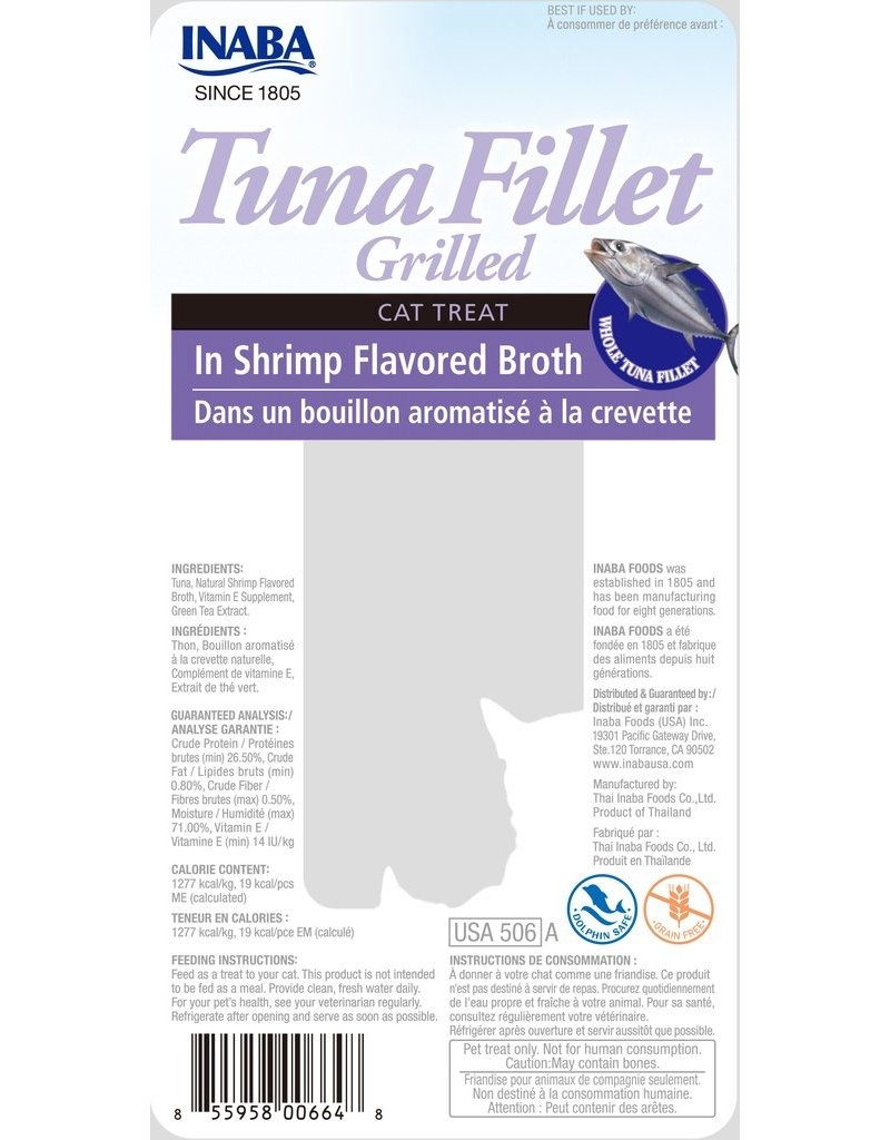 Inaba Inaba Fillets Cat Treats Tuna in Shrimp Broth 0.52 oz single