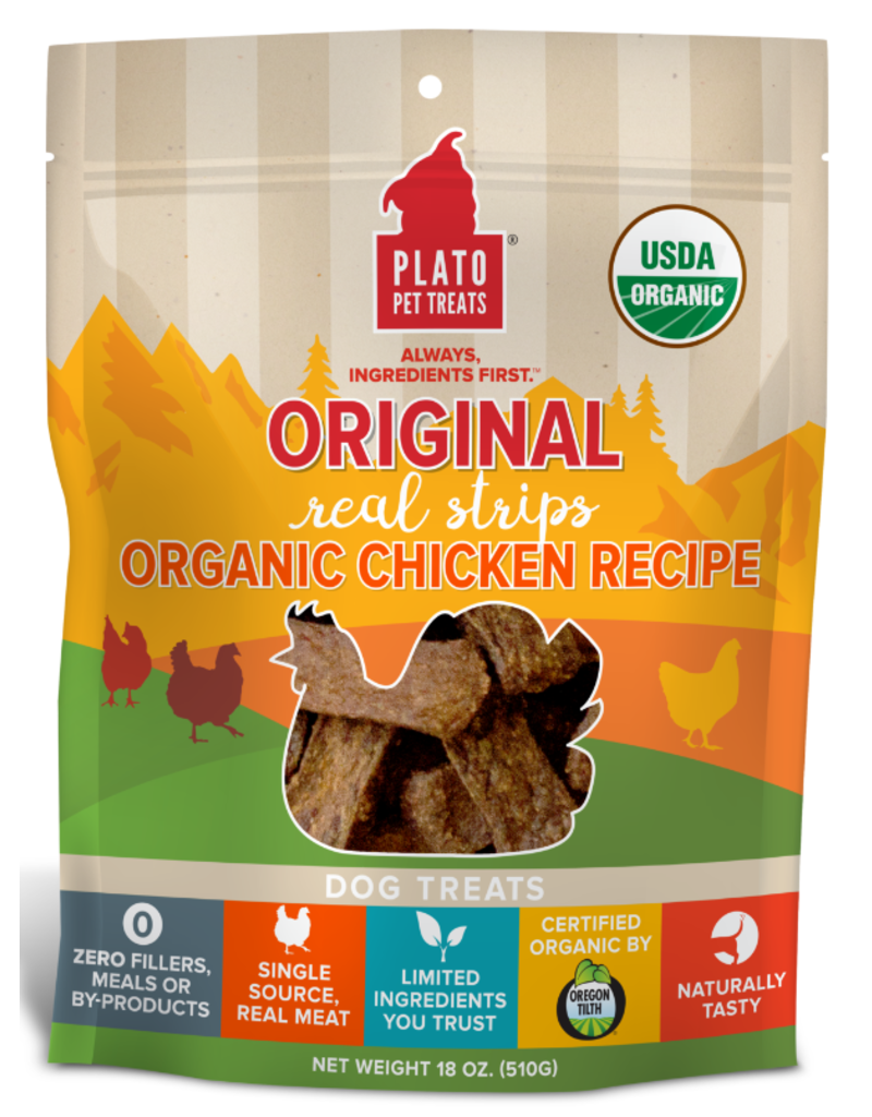 Plato Plato Dog Jerky Treats Organic Chicken Strips 18 oz
