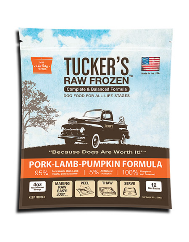 Tuckers Tucker's Raw Frozen Dog Food Pork Lamb Pumpkin Patties 6 lb (*Frozen Products for Local Delivery or In-Store Pickup Only. *)