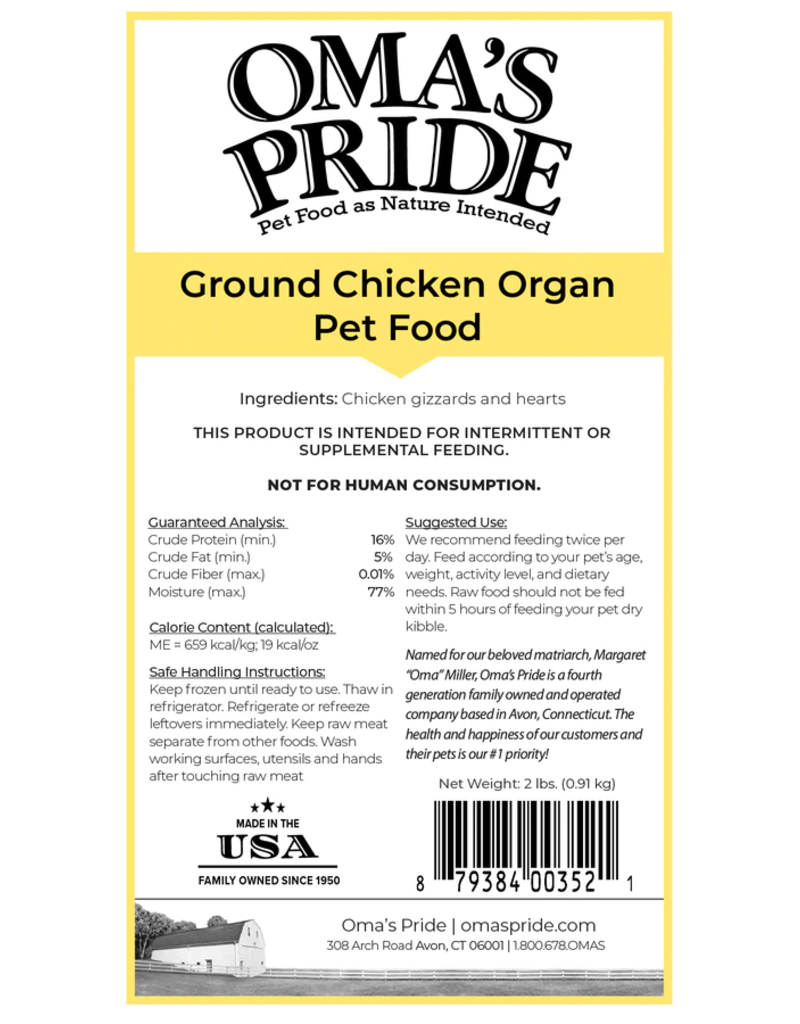 Oma's Pride Oma's Pride O'Paws Dog Raw Frozen Ground Chicken Gizzards & Hearts 1 lb CASE (*Frozen Products for Local Delivery or In-Store Pickup Only. *)