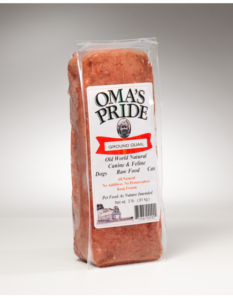Oma's Pride Oma's Pride O'Paws Dog Raw Frozen Ground Quail 2 lb (*Frozen Products for Local Delivery or In-Store Pickup Only. *)