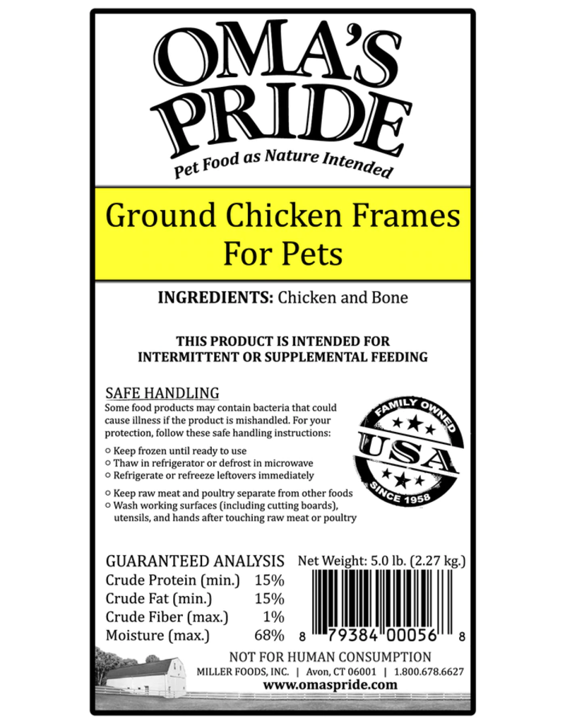 Oma's Pride Oma's Pride O'Paws Dog Raw Frozen Ground Chicken Frames 1 lb (*Frozen Products for Local Delivery or In-Store Pickup Only. *)