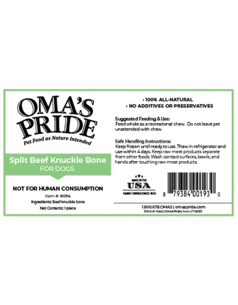 Oma's Pride Oma's Pride O'Paws Dog Raw Frozen Beef Knuckle Bone CASE (*Frozen Products for Local Delivery or In-Store Pickup Only. *)