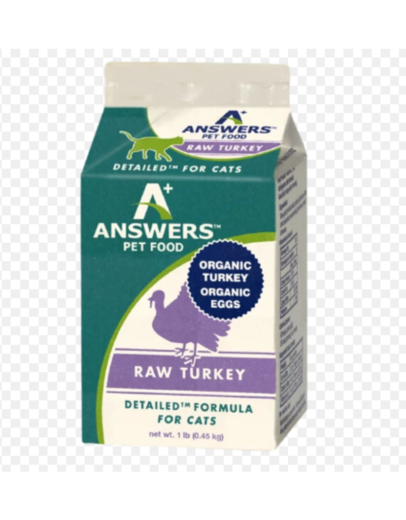 Answer's Pet Food Answers Frozen Cat Food Detailed Turkey 16 oz single (*Frozen Products for Local Delivery or In-Store Pickup Only. *)
