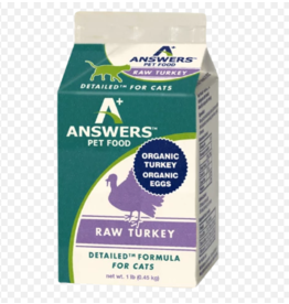 Answer's Pet Food Answers Frozen Cat Food Detailed Turkey 16 oz CASE (*Frozen Products for Local Delivery or In-Store Pickup Only. *)