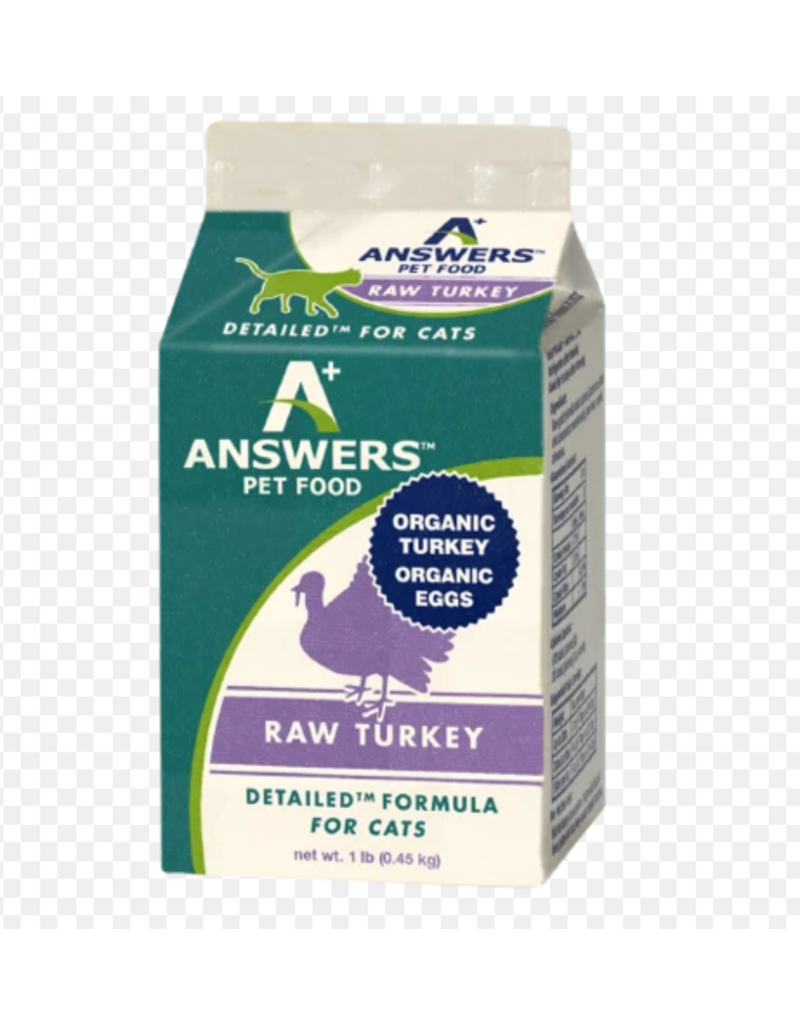 Answer's Pet Food Answers Frozen Cat Food Detailed Turkey 16 oz CASE (*Frozen Products for Local Delivery or In-Store Pickup Only. *)