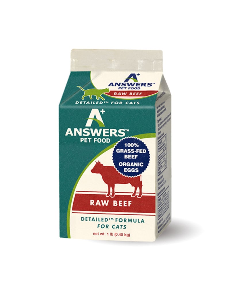 Answer's Pet Food Answers Frozen Cat Food Detailed Beef 16 oz CASE (*Frozen Products for Local Delivery or In-Store Pickup Only. *)