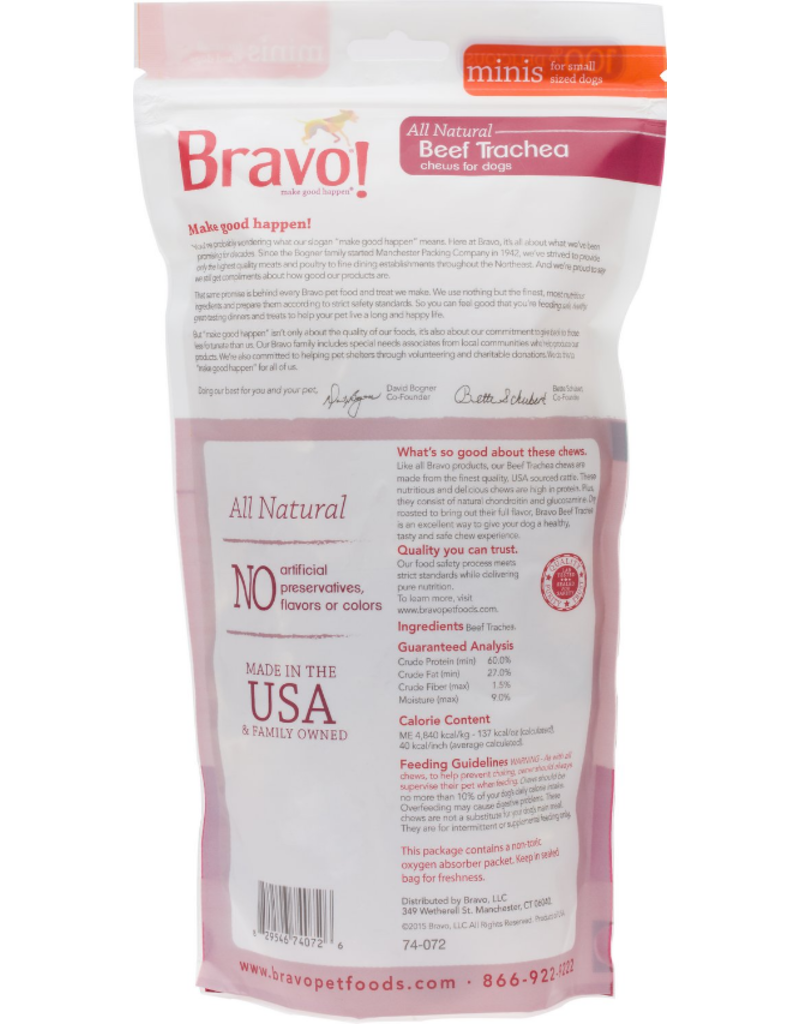 Bravo The Pet Beastro Bravo Freeze Dried Dog Treats Bag O Chews Beef Trachea 3.5" 4 Pack 4.75 oz All-Natural Dog Chews for Dental Health and Joints Dry-Roasted Protein Low-Fat Single-Ingredient Crunchy