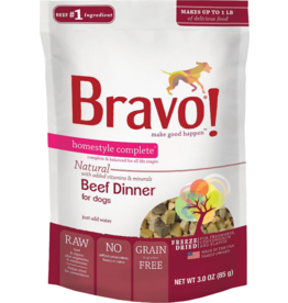 Bravo Z Bravo Homestyle Complete Dehydrated Dog Food Beef 3 oz