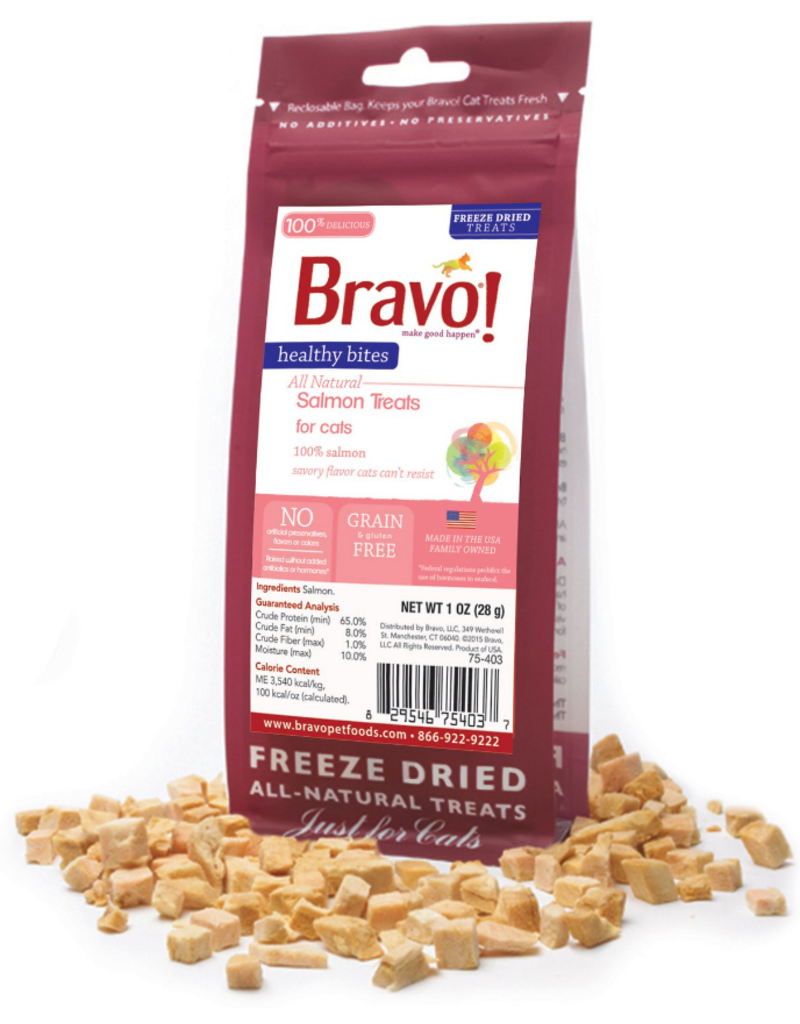 Bravo The Pet BeasBravo Freeze Dried Cat Treats Salmon 1 oztro Bravo Freeze Dried Cat Treats  Salmon 1 oz All-Natural Cat Treats Pure Meat Protein Single-Ingredient Low-Fat Dry-Roasted