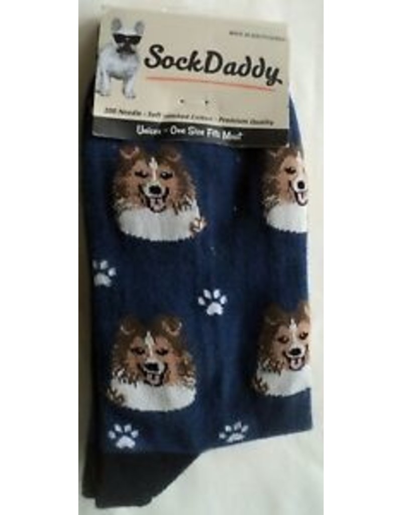 Sock Daddy DISC The Pet Beastro Sock Daddy Unisex One Size Cotton Socks | Sheltie Custom-Made Dog Breed Socks Machine-Washable Crew Mid-Shin Gift