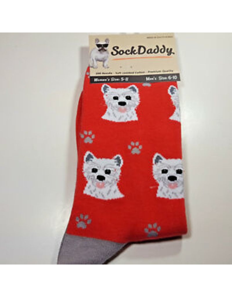 Sock Daddy DISC The Pet Beastro Sock Daddy Unisex One Size Cotton Socks | Westie Custom-Made Dog Breed Socks Machine-Washable Crew Mid-Shin Gift