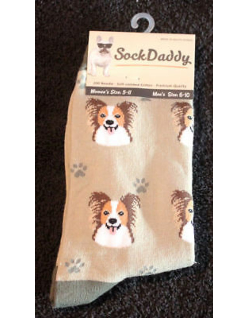 Sock Daddy DISC The Pet Beastro Sock Daddy Unisex One Size Cotton Socks | Papillon Custom-Made Dog Breed Socks Machine-Washable Crew Mid-Shin Gift