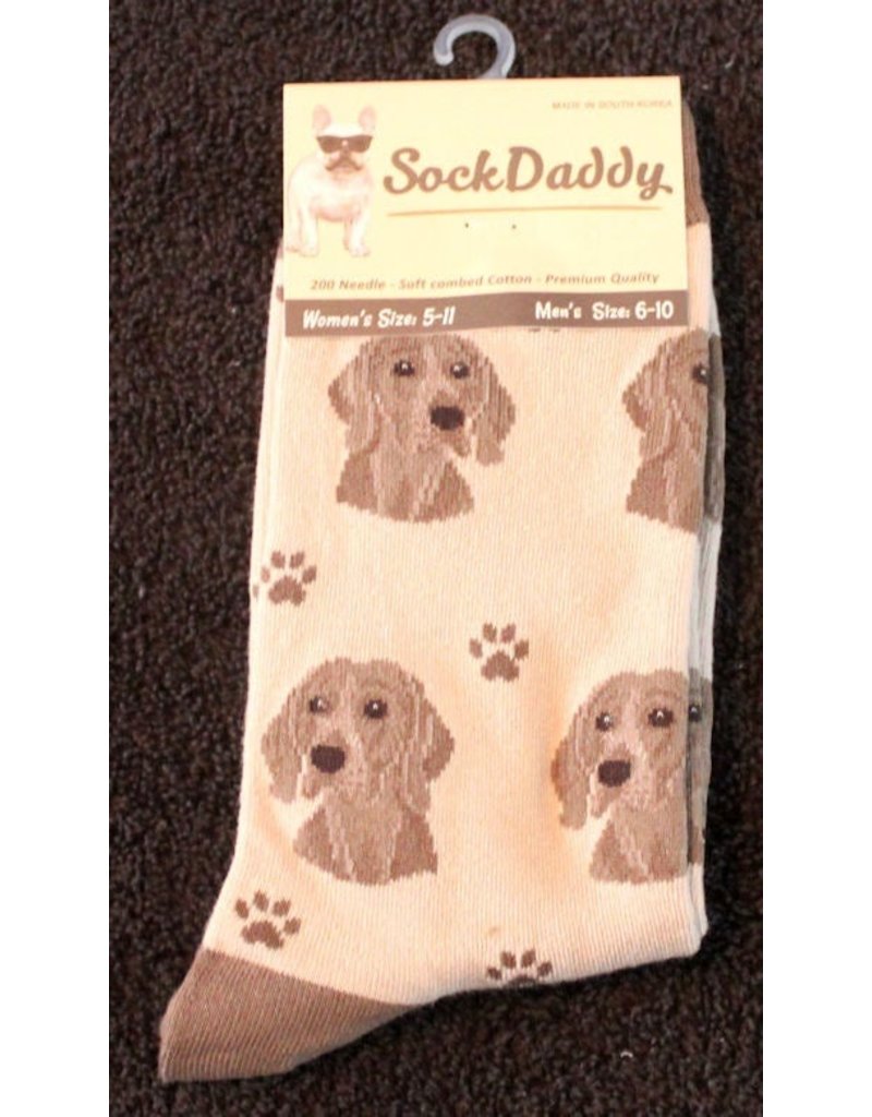 Sock Daddy DISC The Pet Beastro Sock Daddy Unisex One Size Cotton Socks | Weimaraner Custom-Made Dog Breed Socks Machine-Washable Crew Mid-Shin Gift