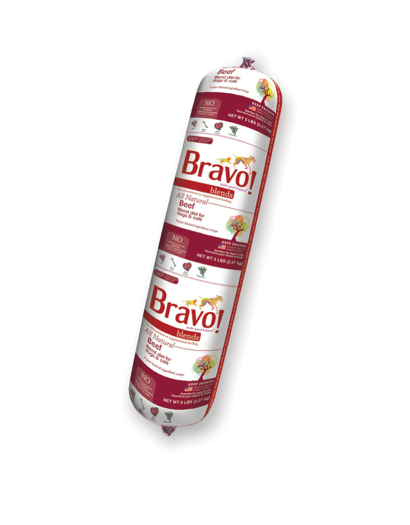 Bravo The Pet Beastro Bravo Frozen Chub Blends Beef 2 lbs All-Natural Dog and Cat Food for Supplemental Raw Feeding & High Protein Diets Limited-Ingredient (*Frozen Products for Local Delivery or In-Store Pickup Only. *)