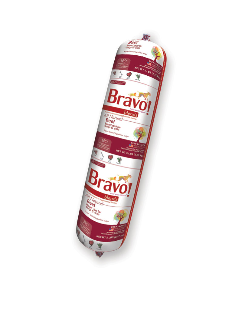 Bravo The Pet Beastro Bravo Frozen Chub Blends Beef 5 lbs All-Natural Dog and Cat Food for Supplemental Raw Feeding & High Protein Diets Limited-Ingredient (*Frozen Products for Local Delivery or In-Store Pickup Only. *)