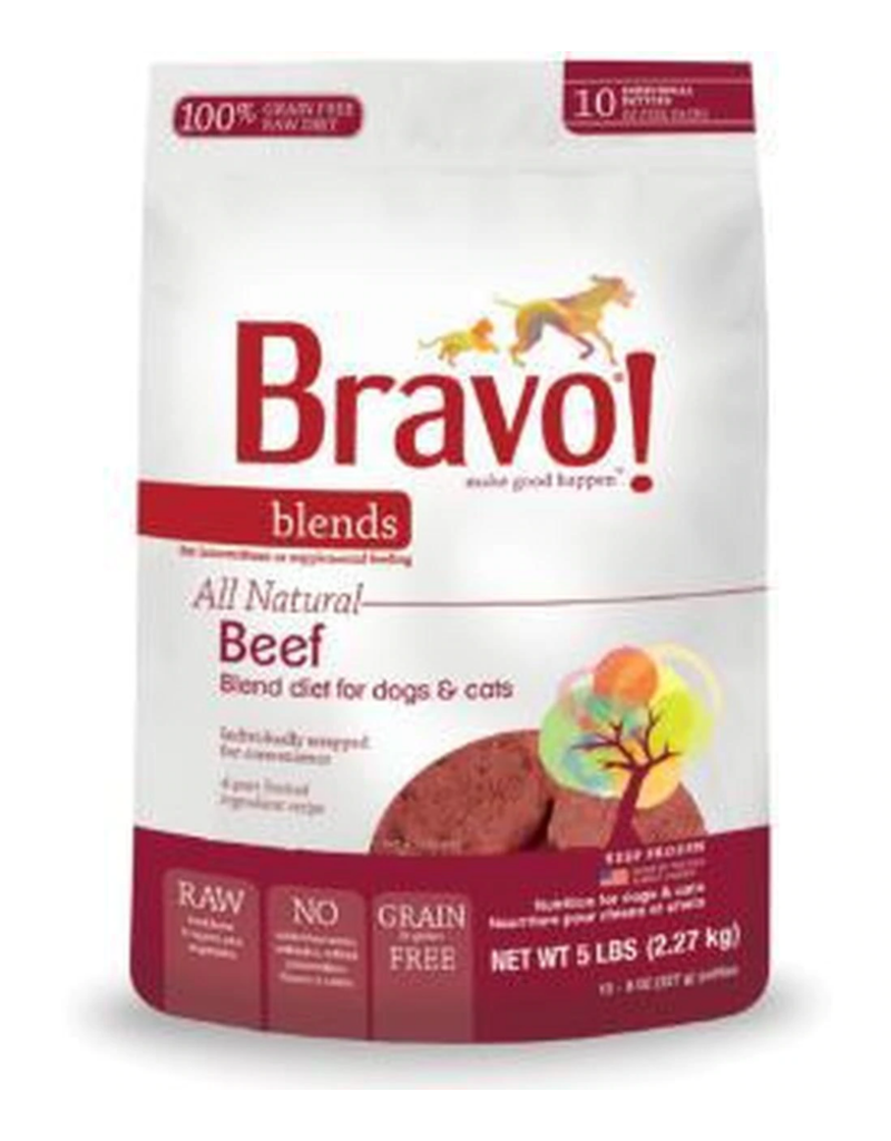Bravo The Pet Beastro Bravo Frozen Patties Beef 5 lbs All-Natural Dog and Cat Food for Supplemental Raw Feeding & High Protein Diets Limited-Ingredient (*Frozen Products for Local Delivery or In-Store Pickup Only. *)
