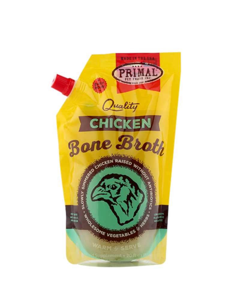 Primal Pet Foods The Pet Beastro Primal Frozen Bone Broth Chicken 20 oz All-Natural Supplement for Dogs and Cats Protein Hydration Moisture Digestion Immune Liver and Joint Support (*Frozen Products for Local Delivery or In-Store Pickup Only. *)