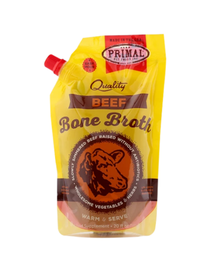 Primal Pet Foods The Pet Beastro Primal Frozen Bone Broth Beef 20 oz All-Natural Supplement for Dogs and Cats Protein Hydration Moisture Digestion Immune Liver and Joint Support (*Frozen Products for Local Delivery or In-Store Pickup Only. *)