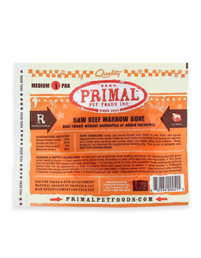 Primal Pet Foods Primal Frozen Raw Meaty Bones Beef Marrow Bone Medium (*Frozen Products for Local Delivery or In-Store Pickup Only. *)