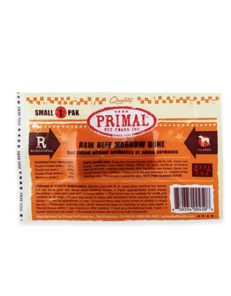 Primal Pet Foods Primal Frozen Raw Meaty Bones Beef Marrow Bone Small (*Frozen Products for Local Delivery or In-Store Pickup Only. *)Primal Frozen Raw Bones Beef Marrow Bone Small 1 pk (*Frozen Products for Local Delivery or In-Store Pickup Only. *)