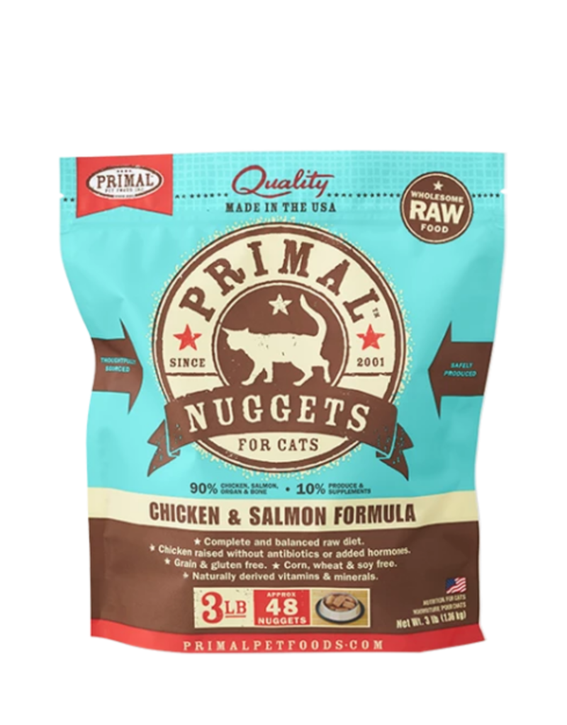 Primal Nuggets for Cats, Chicken & Salmon Formula, Raw Frozen 3 lbs - The  Pet Beastro