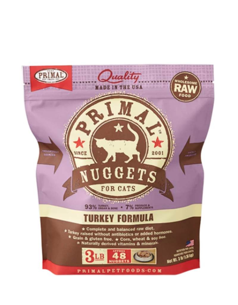 Primal Pet Foods Primal Raw Frozen Nuggets Cat Food Turkey 3 lb (*Frozen Products for Local Delivery or In-Store Pickup Only. *)