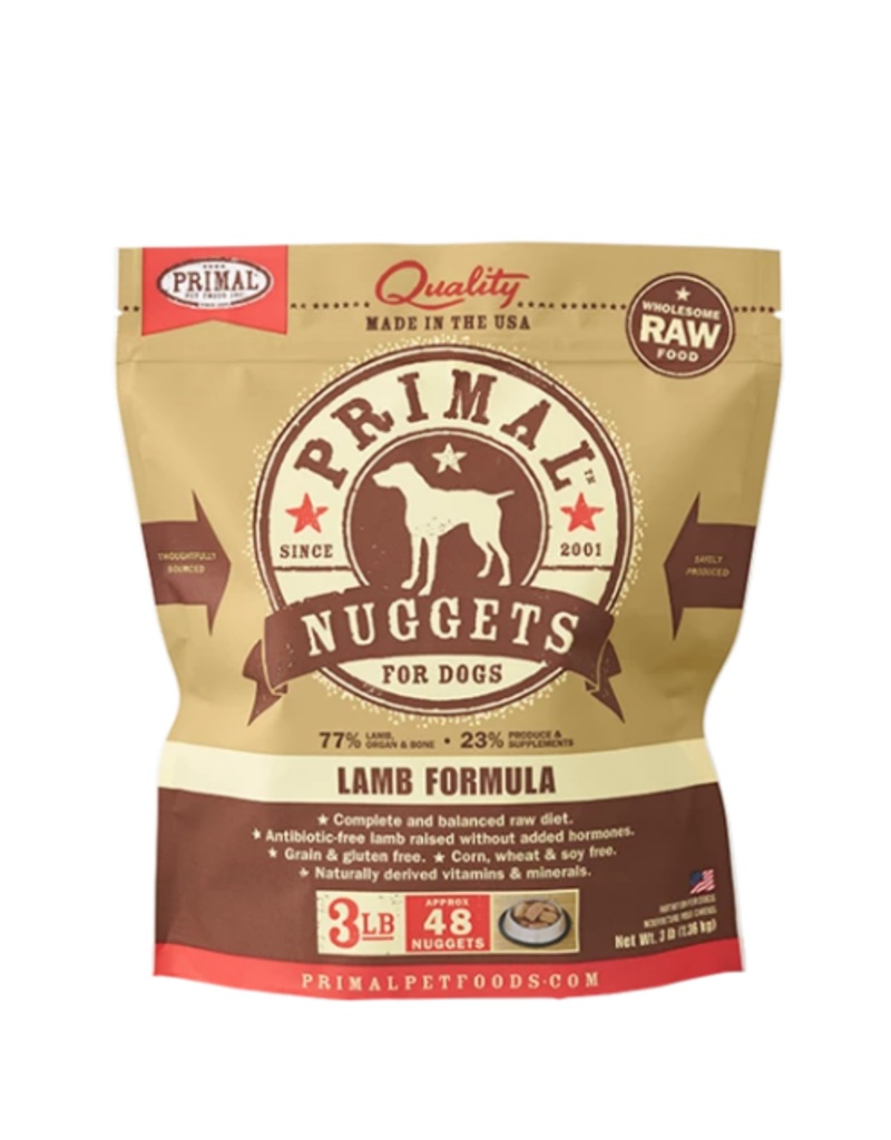 Primal Pet Foods Primal Raw Frozen Nuggets Dog Food Lamb 3 lb (*Frozen Products for Local Delivery or In-Store Pickup Only. *)