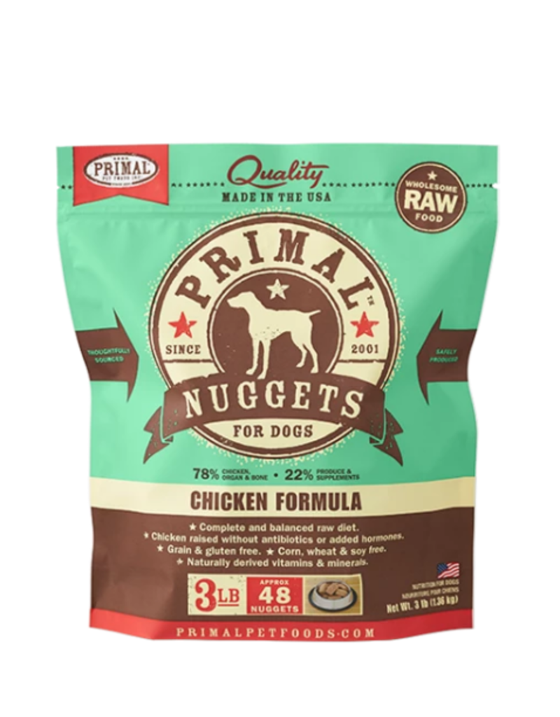Primal Pet Foods Primal Raw Frozen Nuggets Dog Food Chicken 3 lb (*Frozen Products for Local Delivery or In-Store Pickup Only. *)