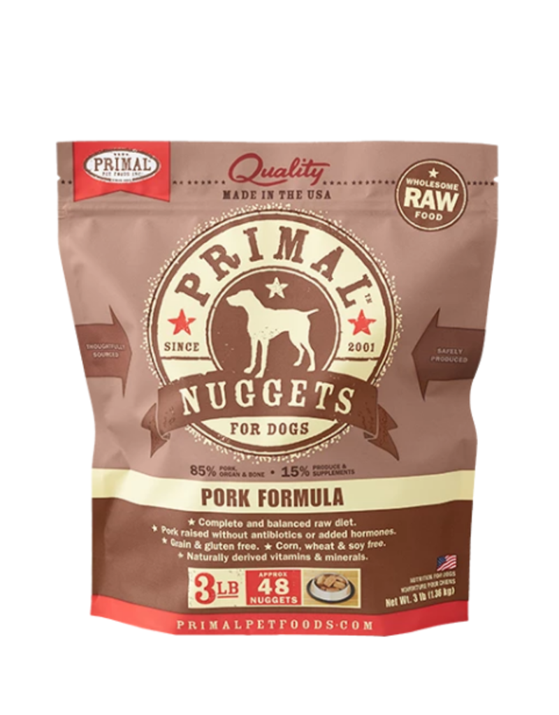 Primal Pet Foods Primal Raw Frozen Nuggets Dog Food Pork 3 lb (*Frozen Products for Local Delivery or In-Store Pickup Only. *)
